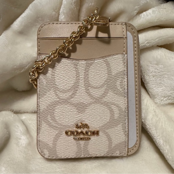 Coach Accessories - Coach Ivory Card Holder with Gold Chain